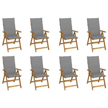 vidaXL Inklapbare stoelen 8 st met kussens massief, Verzenden
