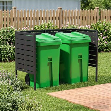 vidaXL Vuilnisbak Scherm 167 x 85 x 113 cm Staal Zwart, Tuin en Terras, Verzenden, Nieuw