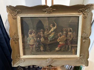 Italiaanse school (XIX) - Interno con figure in costume