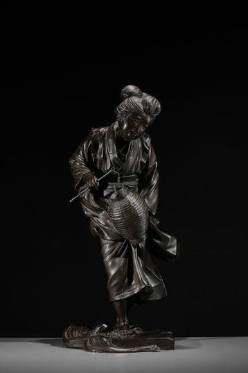 Bronze patiné - Signed Genrysai Seiya z z - Un bel