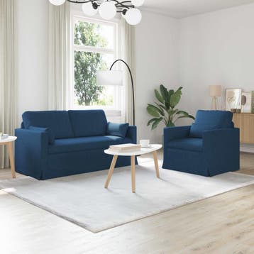 vidaXL bank / zetelstel 2 st Blauw Stof, Huis en Inrichting, Verzenden, Nieuw