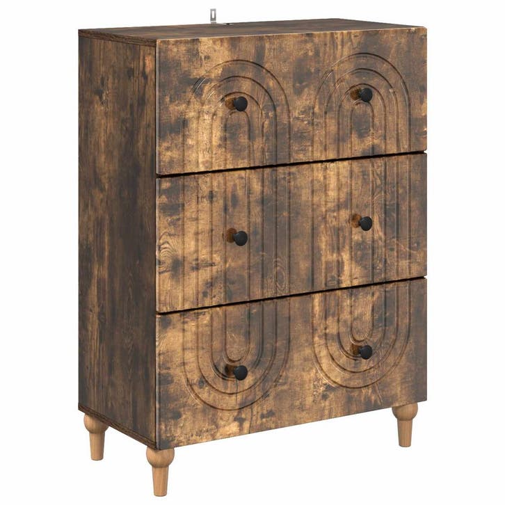 vidaXL Ladekast Gerookt eiken 66 x 34,5 x 90 cm Bewerkt hout, Huis en Inrichting, Kasten | Overige, Nieuw, Verzenden