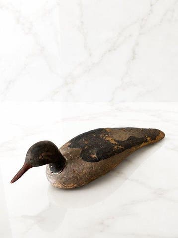 Appelant canard - Rare Antique Hollow-Carved Common Pochard