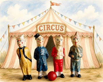 Skittles - Speelgoed figuur 4 x Antiek victoriaanse, Antiek en Kunst