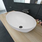 vidaXL Wastafel ovaal 40x33 cm keramiek wit, Verzenden, Nieuw