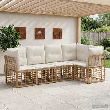 vidaXL Buiten bank set Naturel Polyester, Verzenden, Nieuw