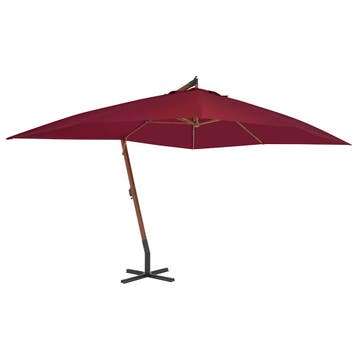 vidaXL Zweefparasol met houten paal 400x300 cm bordeauxrood, Verzenden, Nieuw