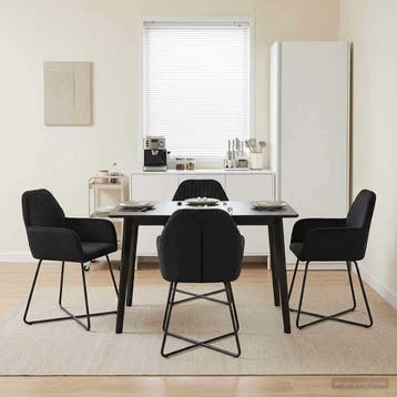vidaXL Eetstoelen 4 st fluweel Zwart 55 x 50 x 84 cm, Verzenden, Nieuw