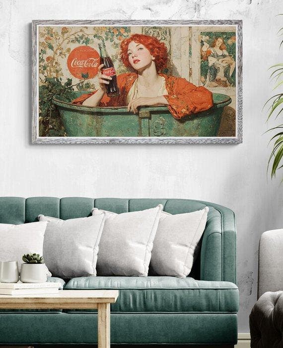 I_KONIQ - Redhead in Coca-Cola time relax, Antiquités & Art, Curiosités & Brocante