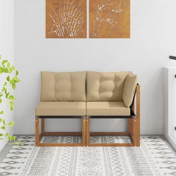 vidaXL 2 st Outdoor Midden- en Hoekbank Naturel, Verzenden, Nieuw
