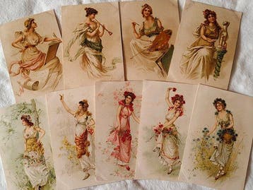 Oostenrijk, Italië - Fantasie - Art Nouveau Belle Époque -, Verzamelen, Gelopen