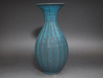 Vaas - Klei, Teal, Indigo, gedempte kopertinten – bronzen