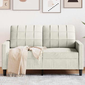 vidaXL Tweezitsbank / zetel 120 cm fluweel crèmekleurig, Verzenden