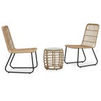 vidaXL 3-delige Bistroset poly rattan eikenkleurig, Tuin en Terras, Tuinsets en Loungesets, Verzenden, Nieuw
