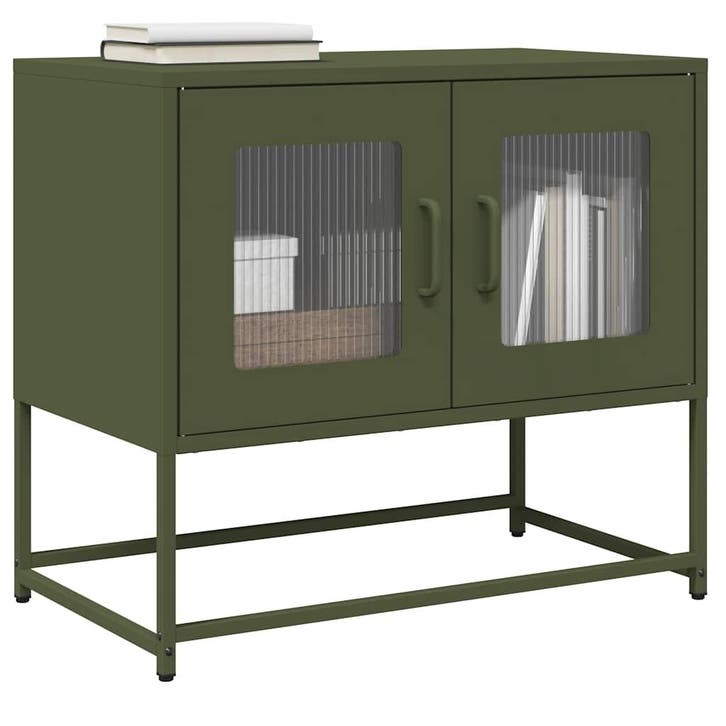 vidaXL Tv-meubel 68x39x60,5 cm koudgewalst staal olijfgroen, Huis en Inrichting, Kasten |Televisiemeubels, Nieuw, Verzenden