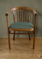 Thonet - Fauteuil - Damassé de coton, Hêtre - Fauteuil,, Antiek en Kunst