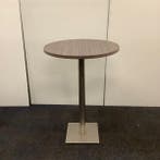 statafel rond Ø 80 cm, hoogte 114 cm, bruin eiken - RVS