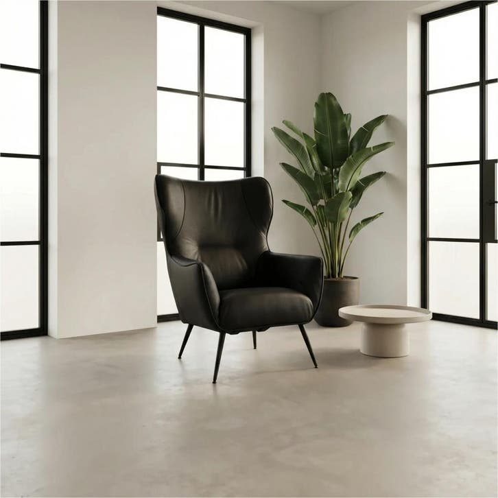 Leren fauteuil Flair - Toledo Nero (zwart), Huis en Inrichting, Fauteuils, 75 tot 100 cm, 75 tot 100 cm, Nieuw, Leer, Ophalen of Verzenden