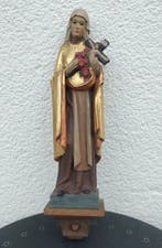 Snijwerk, Skulptur und Sockel mit Reliquiar – Heilige Teresa