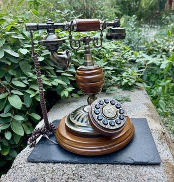 Analoge telefoon - Hout, Metaal - vintage