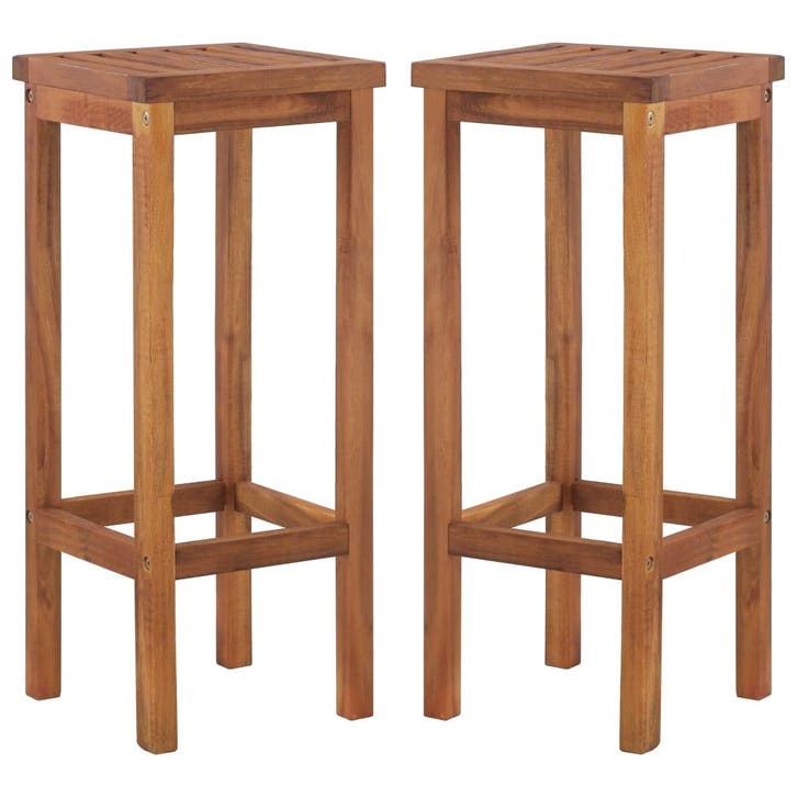 vidaXL Barkrukken 2 st massief acaciahout, Jardin & Terrasse, Chaises de jardin, Envoi
