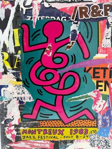 Koen Betjes (1992) - Keith Haring - Vintage Poster Collage