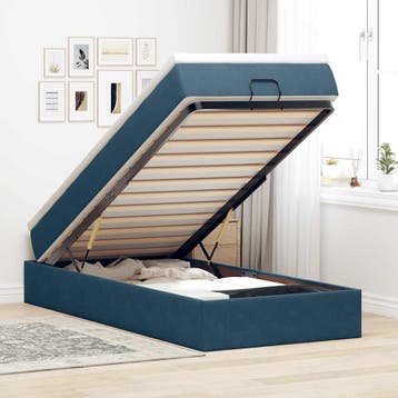 vidaXL Ottoman bed met matras 80x200cm fluweel donkerblauw, Verzenden