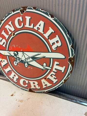 Sinclair Aircraft – Rond emaille reclamebord – Klassiek