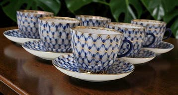Lomonosov Imperial Porcelain Factory - Koffieservies voor 6, Antiek en Kunst