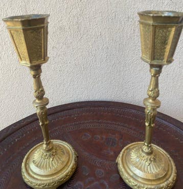 Bougeoir (2) - Bronze doré - Décor néoclassique