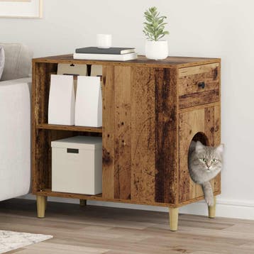 vidaXL Kattenhuis Oud hout 72 x 42,5 x 70 cm Bewerkt hout, Dieren en Toebehoren, Verzenden, Nieuw