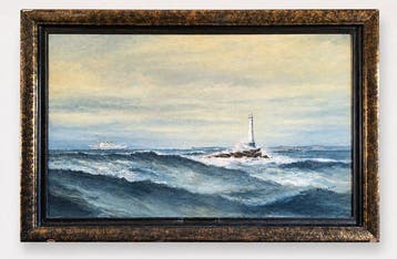 H.A. Jaarsma (XX) - Zicht op vuurtoren in storm