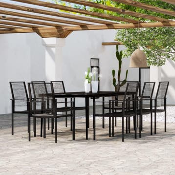 vidaXL 9-delige Tuinset zwart, Verzenden, Tuinset