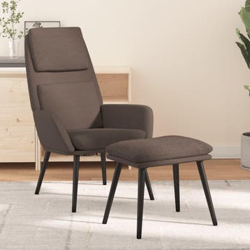 vidaXL Relaxstoel met voetenbank stof taupe, Verzenden