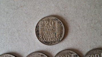 Frankrijk. 20 Francs 1929 & 1933 Turin (7 munten) (Zonder, Timbres & Monnaies
