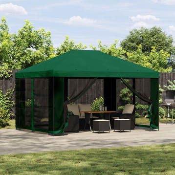 vidaXL Tuin gazebo met zijwanden 4 × 3 m Groen Polyester en, Verzenden