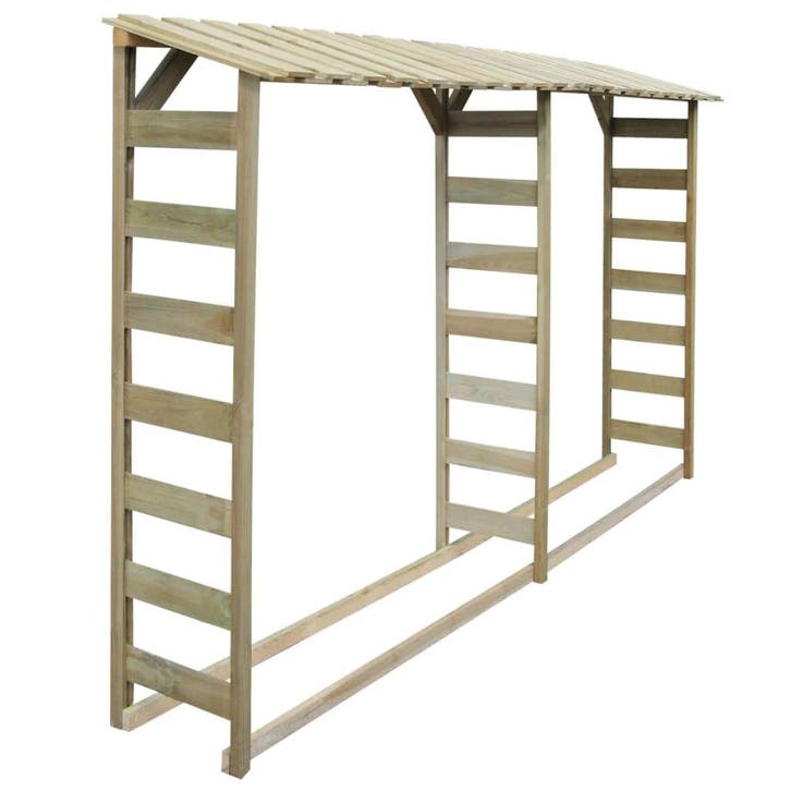 vidaXL Haardhoutopslag dubbel 300x44x176 cm geïmpregneerd, Jardin & Terrasse, Bois de chauffage, Envoi