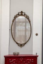 Spiegel- Ovaal - Messing - cimasa, Antiek en Kunst