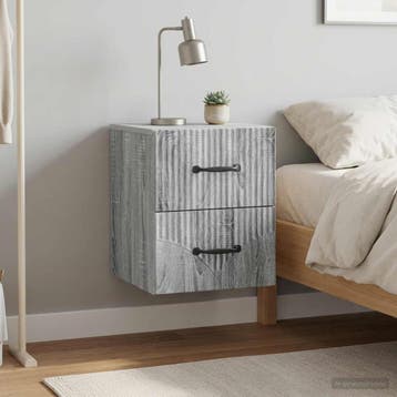 vidaXL Muurbevestigde Nachttafel 2 st Grijs sonoma 34,5 x 33, Verzenden, Nieuw