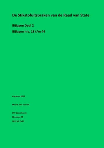 De Stikstofuitspraken Van De Raad Van State - Bijlage 2, Verzenden, Sjef Put