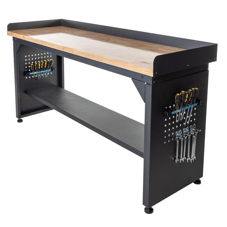 Datona Werkbank PRO met eiken werkblad en legbord - 200 cm, Bricolage & Construction, Établis, Enlèvement ou Envoi