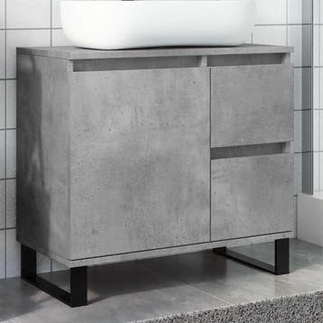 vidaXL Badkamerkast 65x33x60 cm bewerkt hout betongrijs, Verzenden, Nieuw