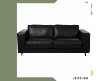 Leren bank Clear - 2,5 zits - Granada Black (zwart) - Poten, Ophalen of Verzenden