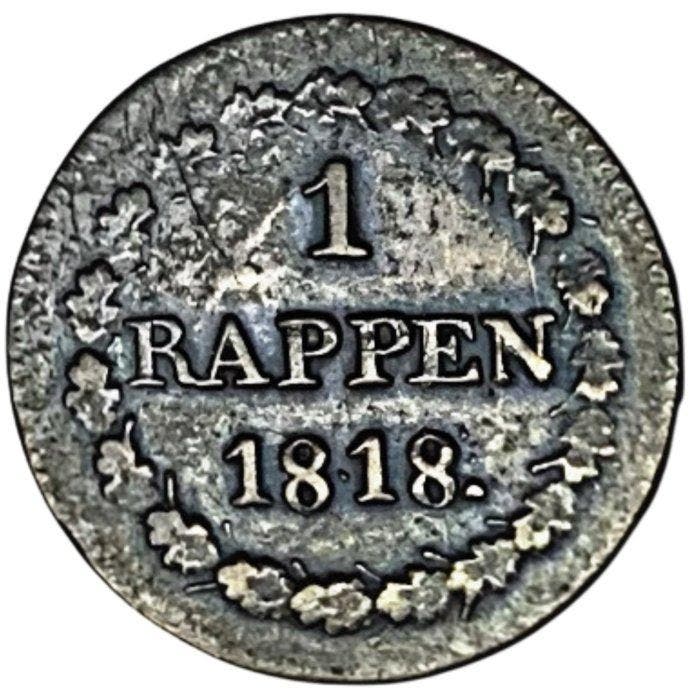 Zwitserland - Kanton Bern - 1 Rappen 1818 - Billon. Lot of, Postzegels en Munten, Munten | Europa | Niet-Euromunten