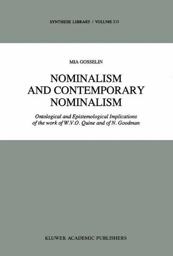 Synthese Library- Nominalism and Contemporary Nominalism, Verzenden, Zo goed als nieuw, M. Gosselin