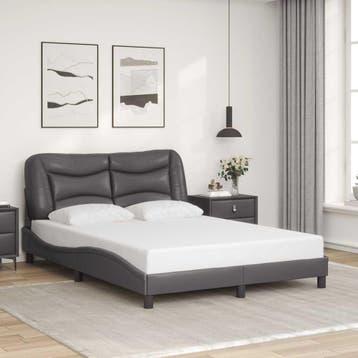 vidaXL Bedframe zonder matras Hvar kunstleer grijs 120x200, Verzenden, Nieuw