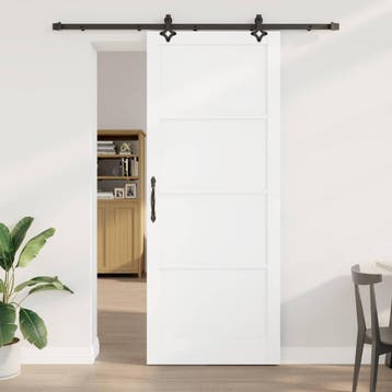 vidaXL Schuifdeur 93 x 232 cm Bewerkt hout Wit en zwart, Verzenden, Nieuw