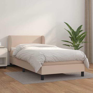 vidaXL Boxspring met matras kunstleer cappuccinokleurig, Verzenden