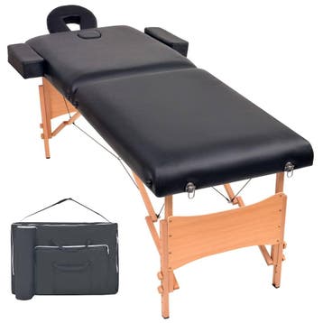 vidaXL Massagetafel inklapbaar 2 zones 10 cm dik zwart, Verzenden