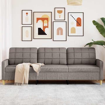 vidaXL Driezitsbank / zetel 210 cm stof taupe, Huis en Inrichting, Verzenden, Nieuw